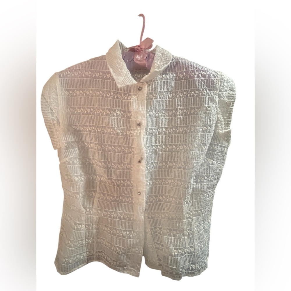 Vintage Adelaar cream blouse diamond buttons L